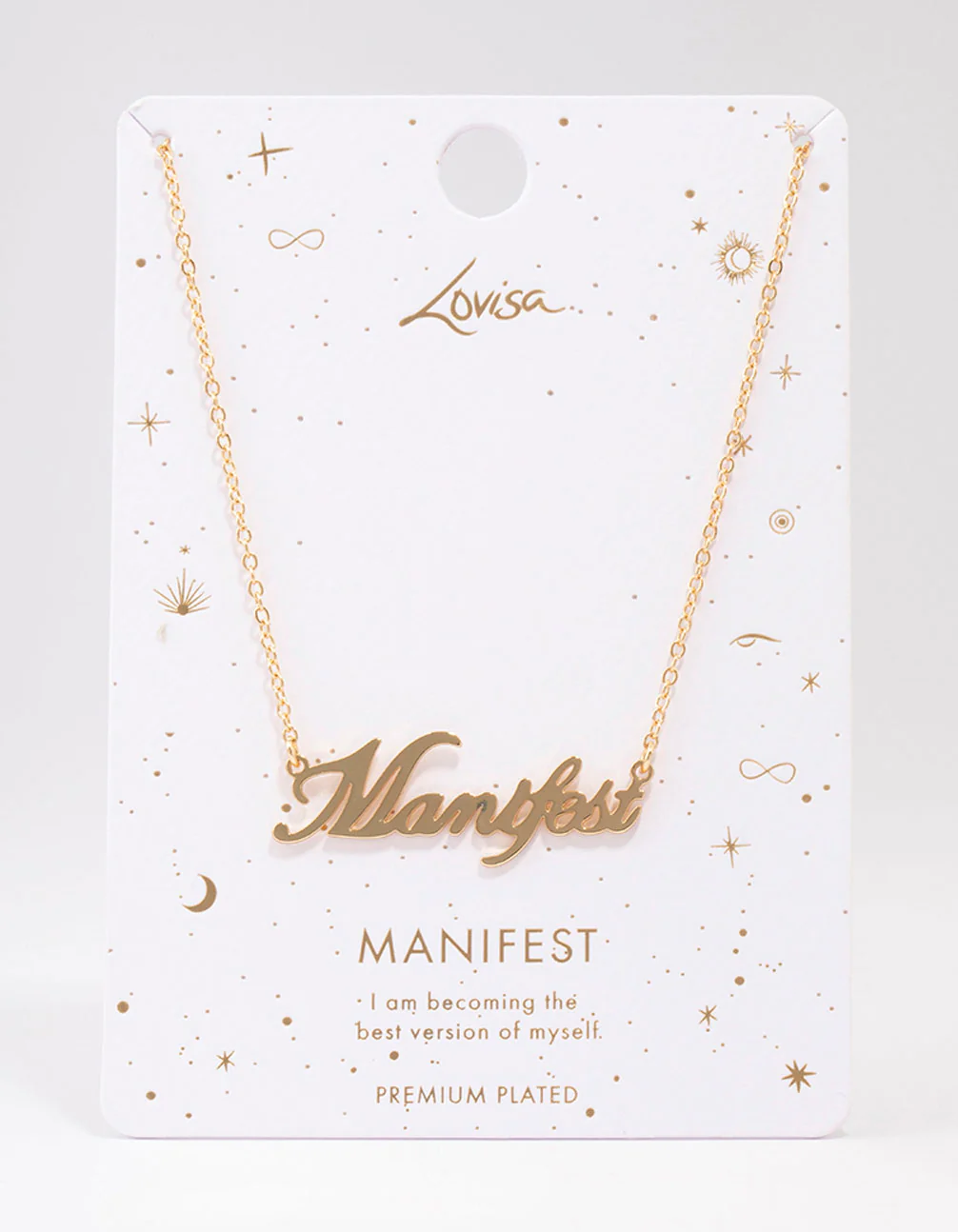 Gold Plated Manifest Script Necklace - Image 2
