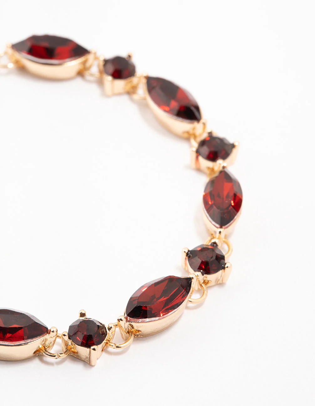 Gold Plated Marquise Red Jewel Toggle Bracelet - Image 2