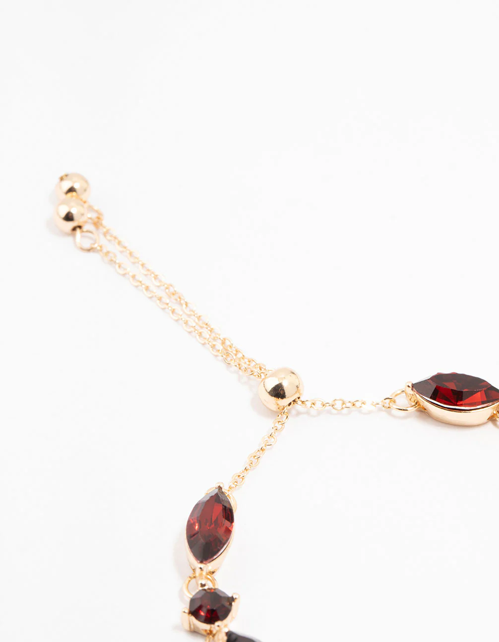 Gold Plated Marquise Red Jewel Toggle Bracelet - Image 3