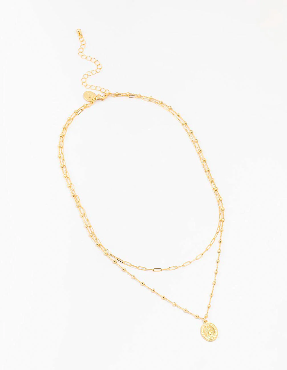 Gold Plated Mary Satellite Layered Pendant Necklace - Image 2