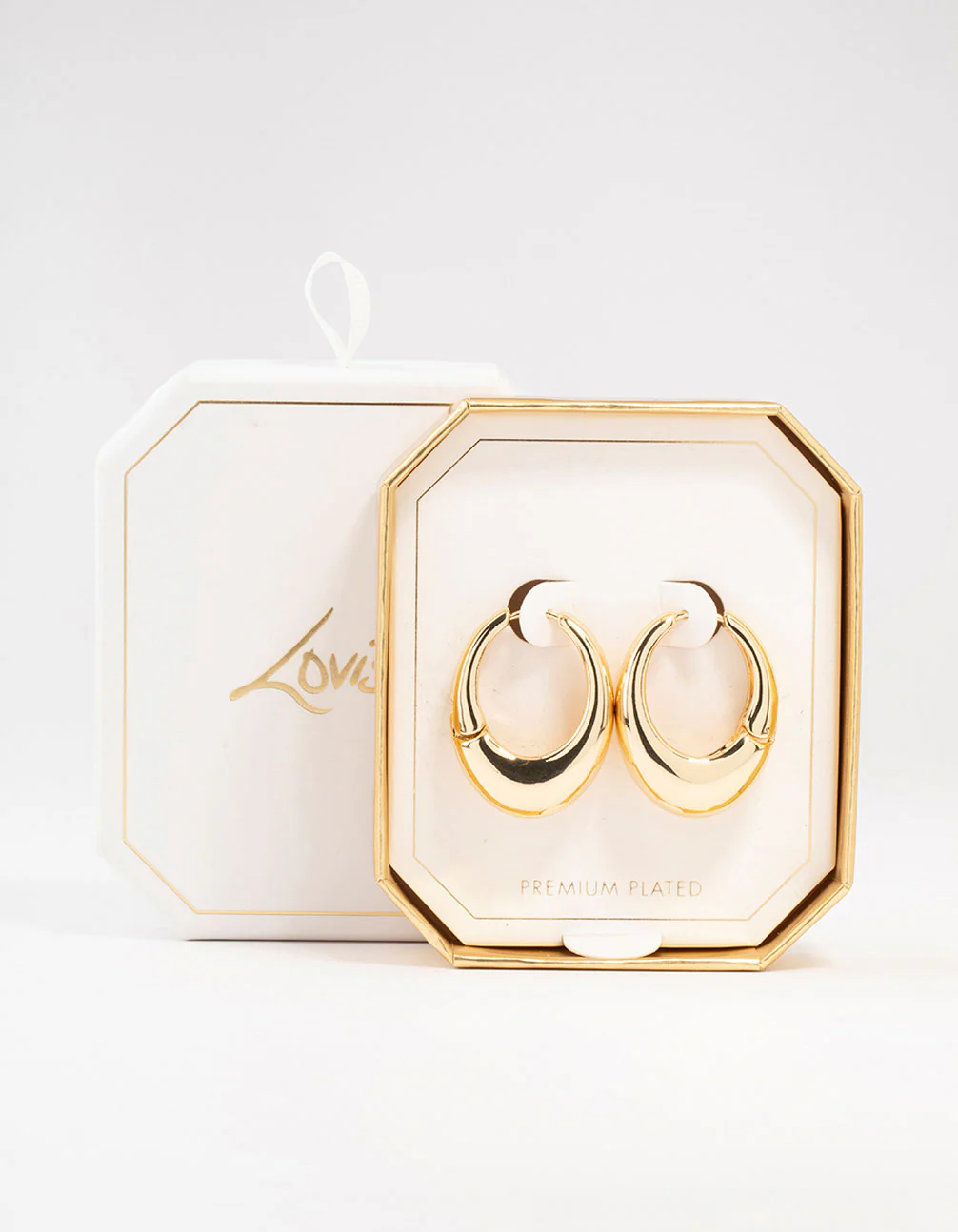 Gold Plated Mega Oval Hoop Earrings - Image 3