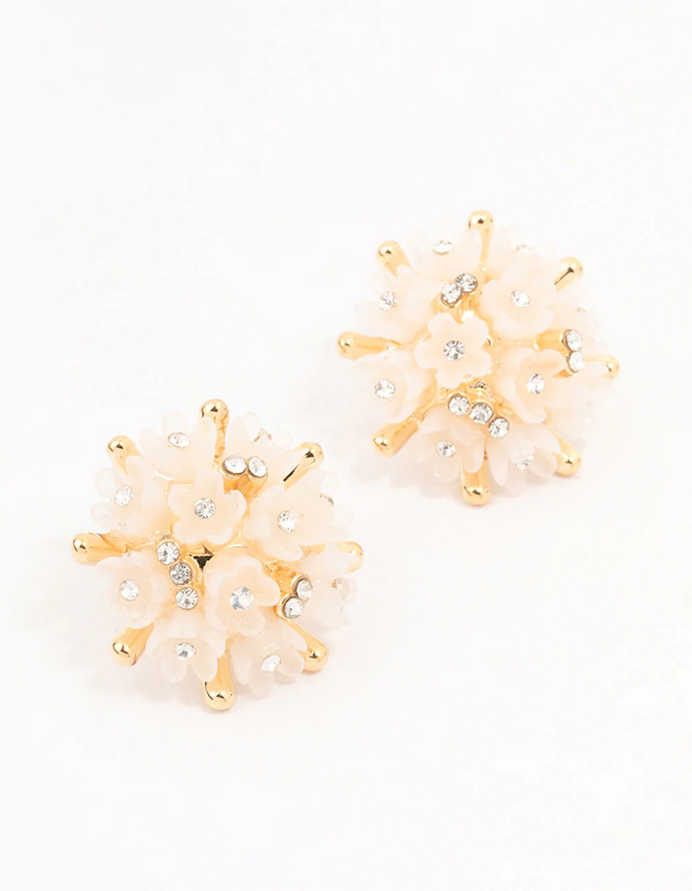 Gold Plated Mini Flower Dome Stud Earrings