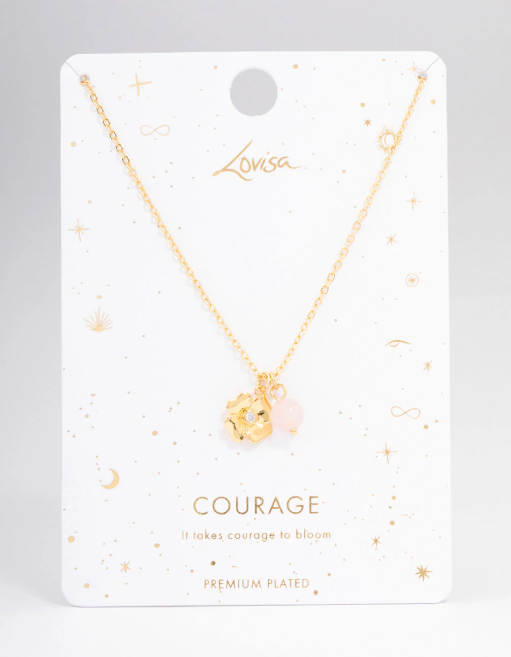 Gold Plated Mini Flower Semi-Precious Pendant Necklace - Image 2