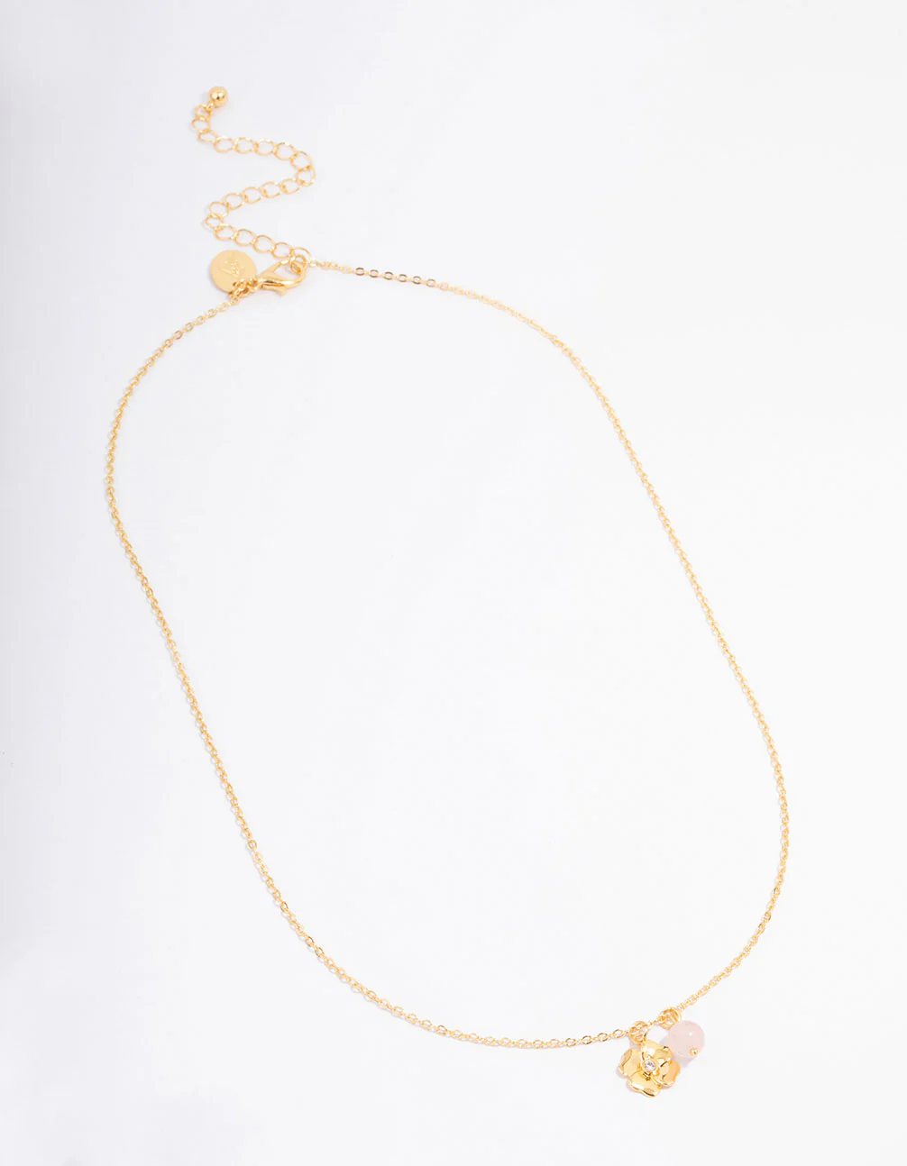 Gold Plated Mini Flower Semi-Precious Pendant Necklace - Image 3