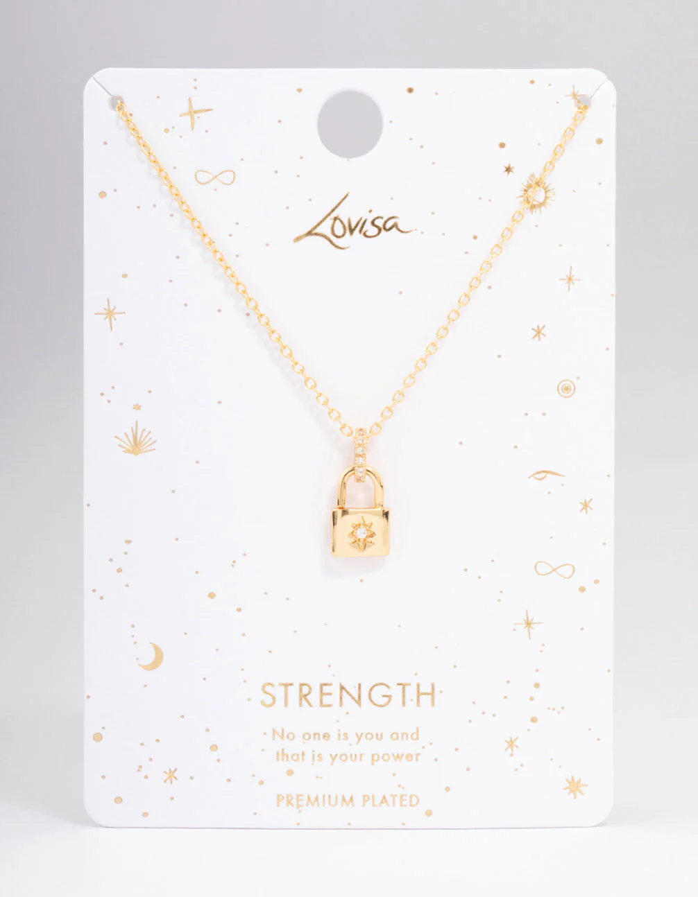 Gold Plated Mini Lock Pendant Necklace - Image 2