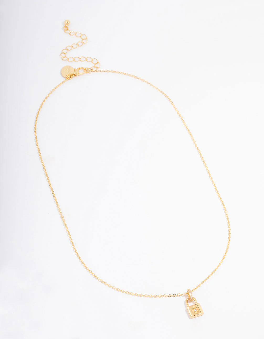 Gold Plated Mini Lock Pendant Necklace - Image 3