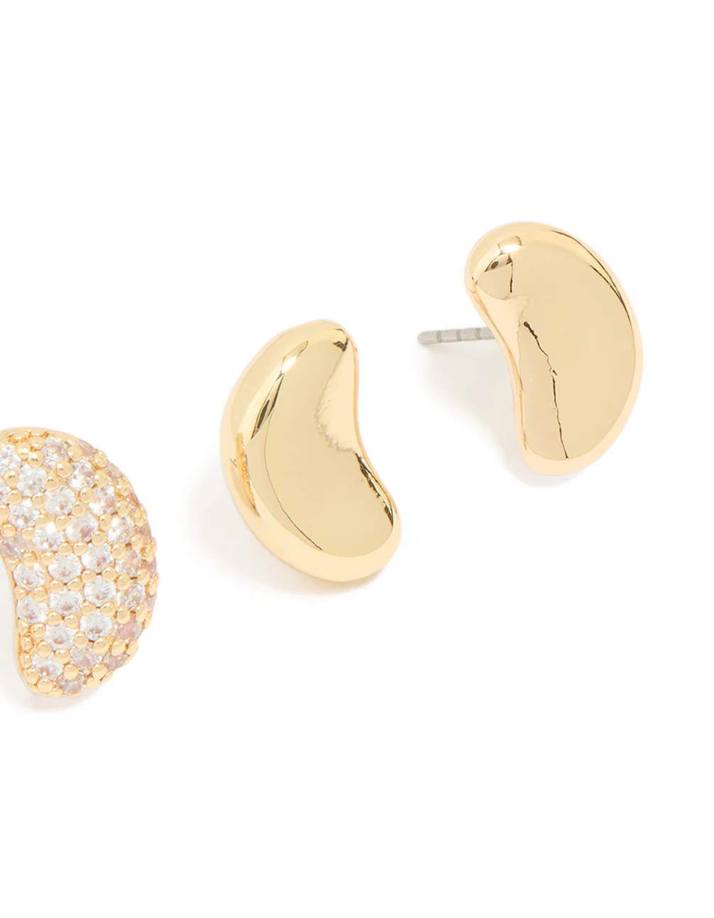 Gold Plated Mini Pebble & Cubic Zirconia Earrings 2-Pack - Image 5