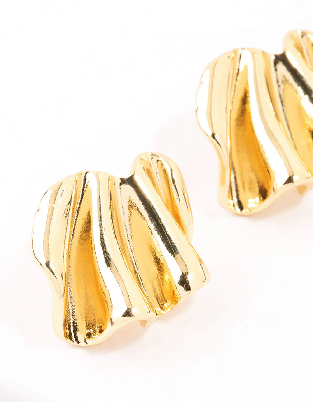 Gold Plated Mini Wave Fan Stud Earrings - Image 2