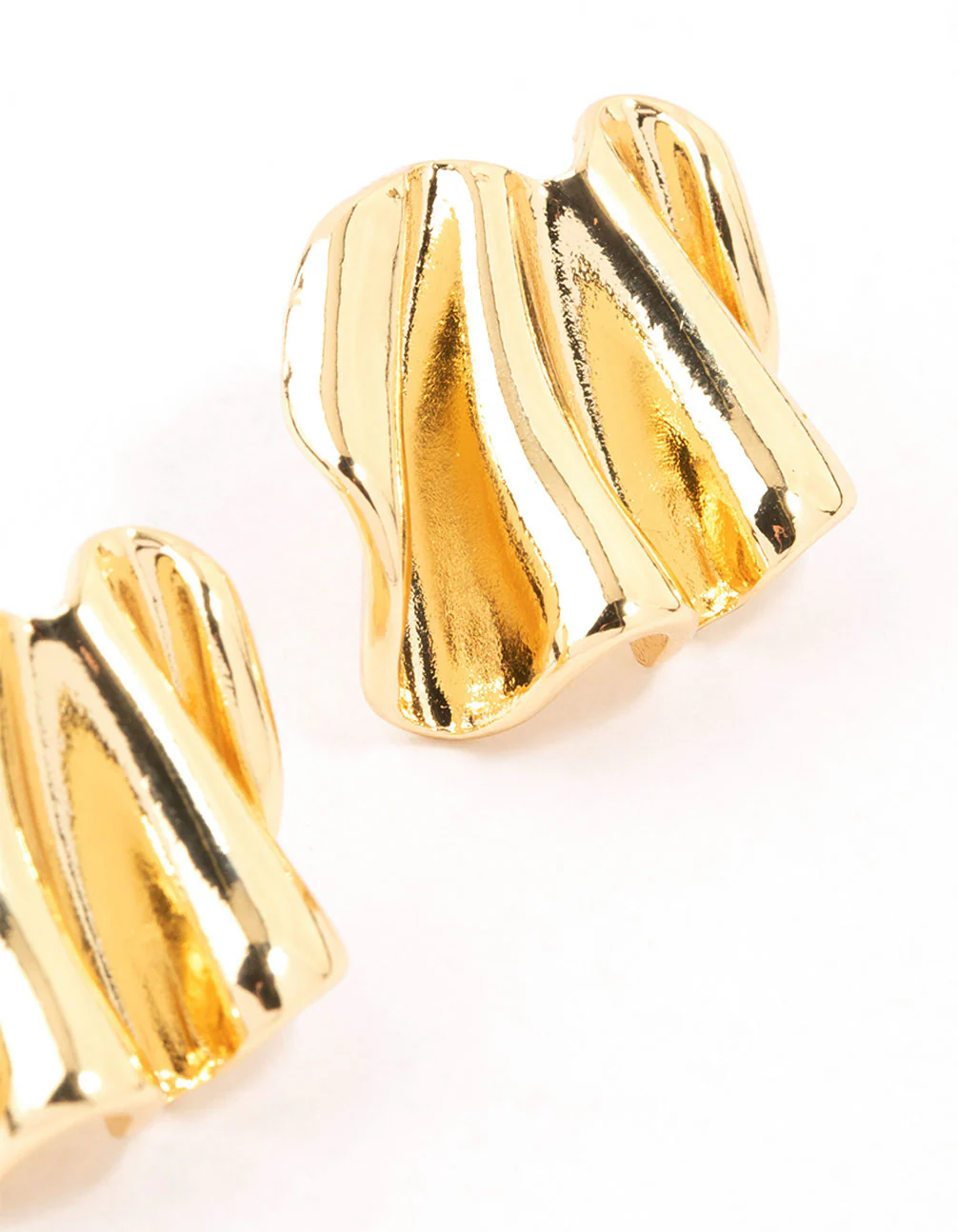 Gold Plated Mini Wave Fan Stud Earrings - Image 3