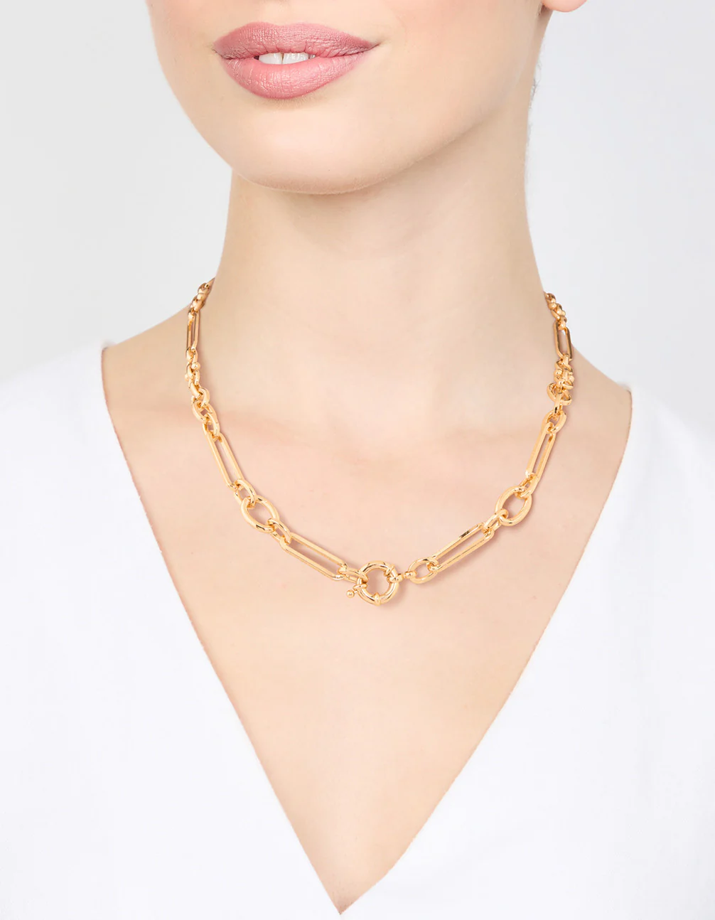 Gold Plated Mixed Link Necklace - Image 2