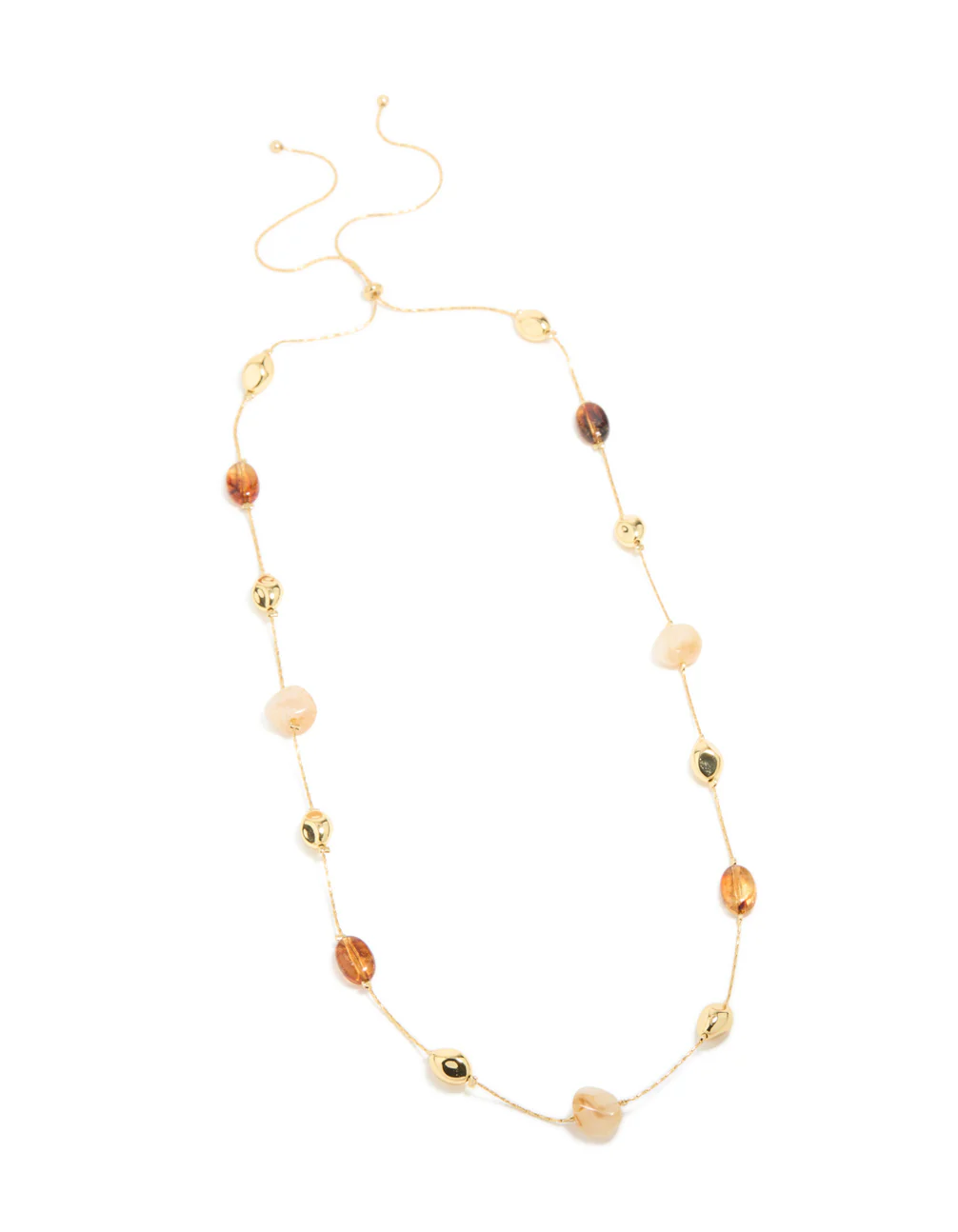 Gold Plated Molten & Acrylic Stone Adjustable Necklace - Image 2