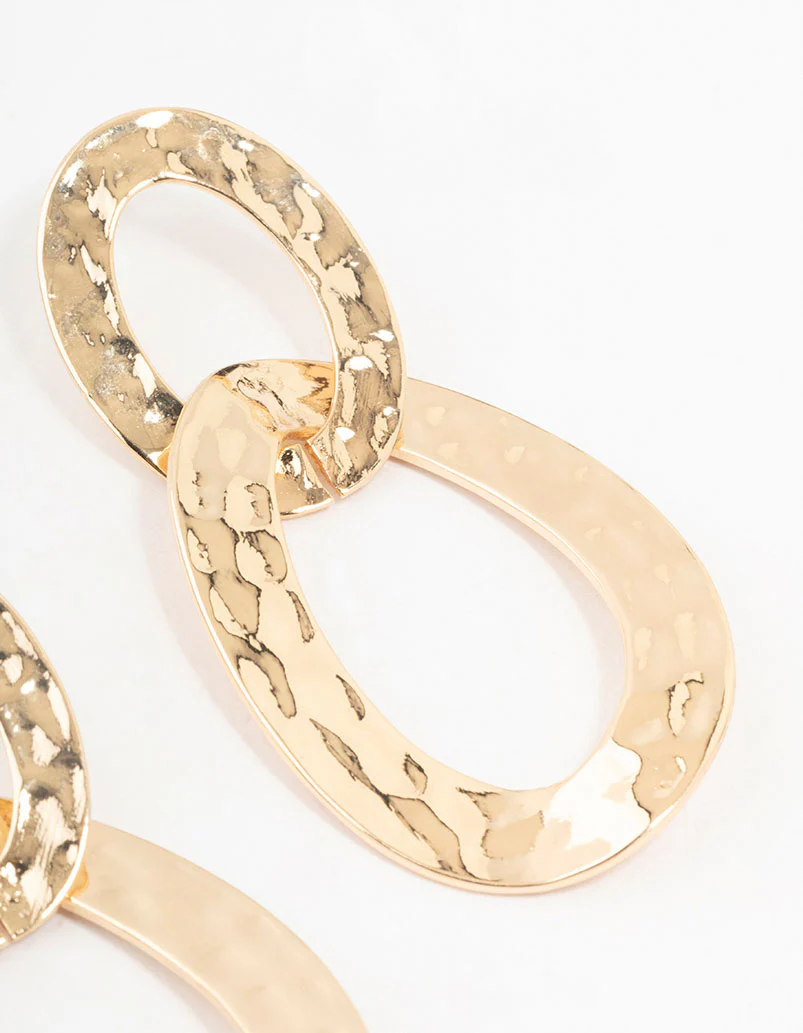 Gold Plated Molten Drop Earrings - Image 3