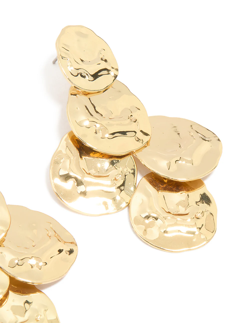 Gold Plated MoltenTextured Disc Drop Earrings - Image 3