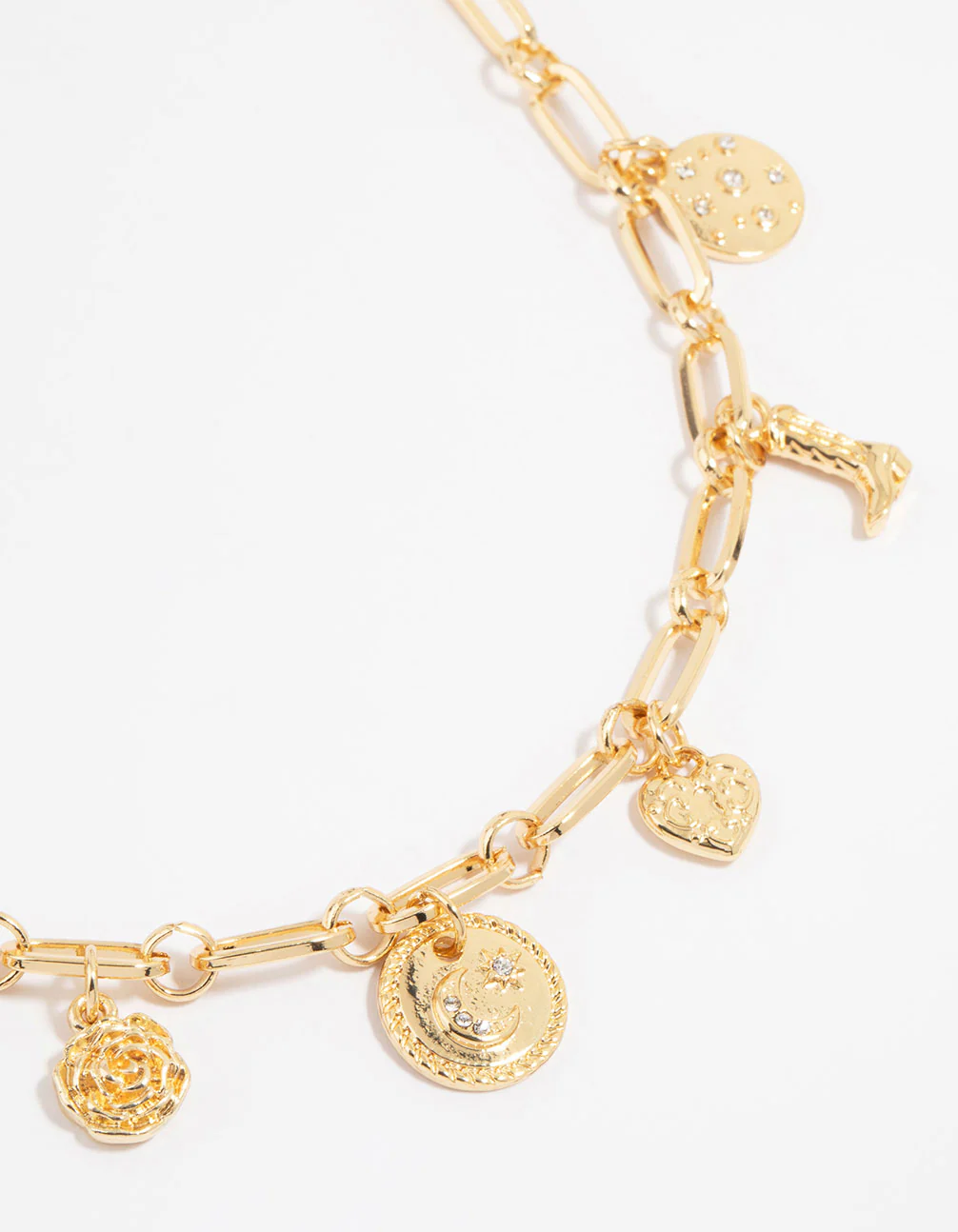 Gold Plated Moon & Boot Charm Necklace