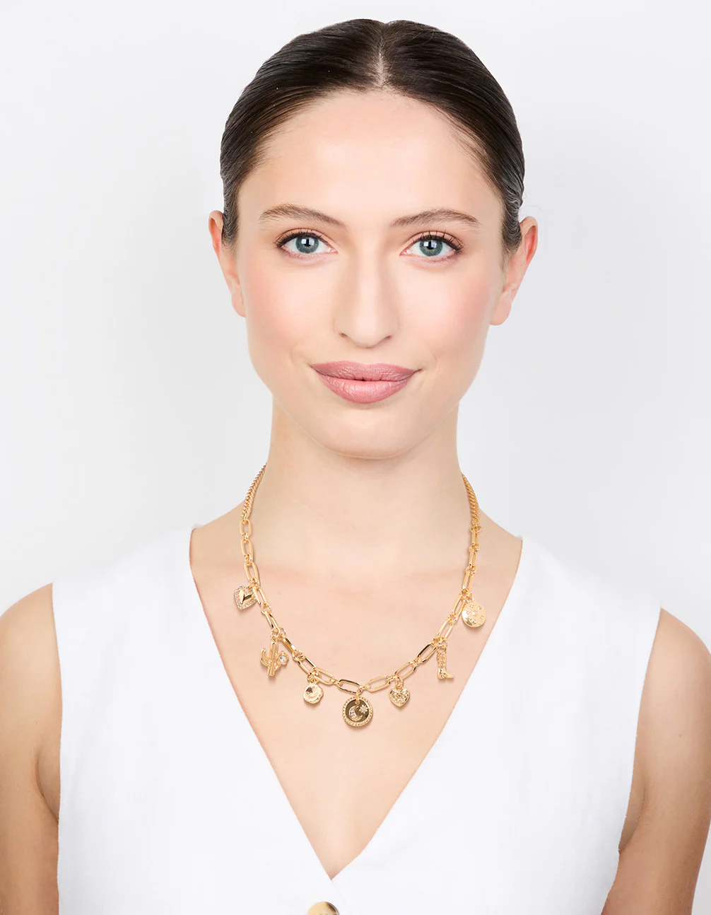 Gold Plated Moon & Boot Charm Necklace - Image 3