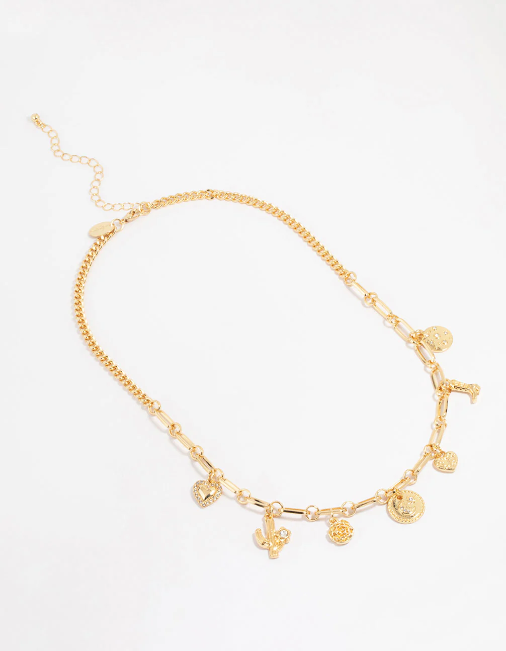 Gold Plated Moon & Boot Charm Necklace - Image 4
