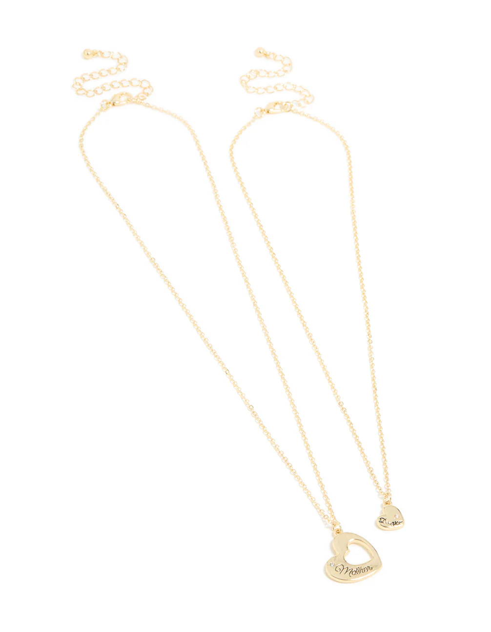 Gold Plated Mother & Daughter Heart Necklaces 2-Pack - Image 2
