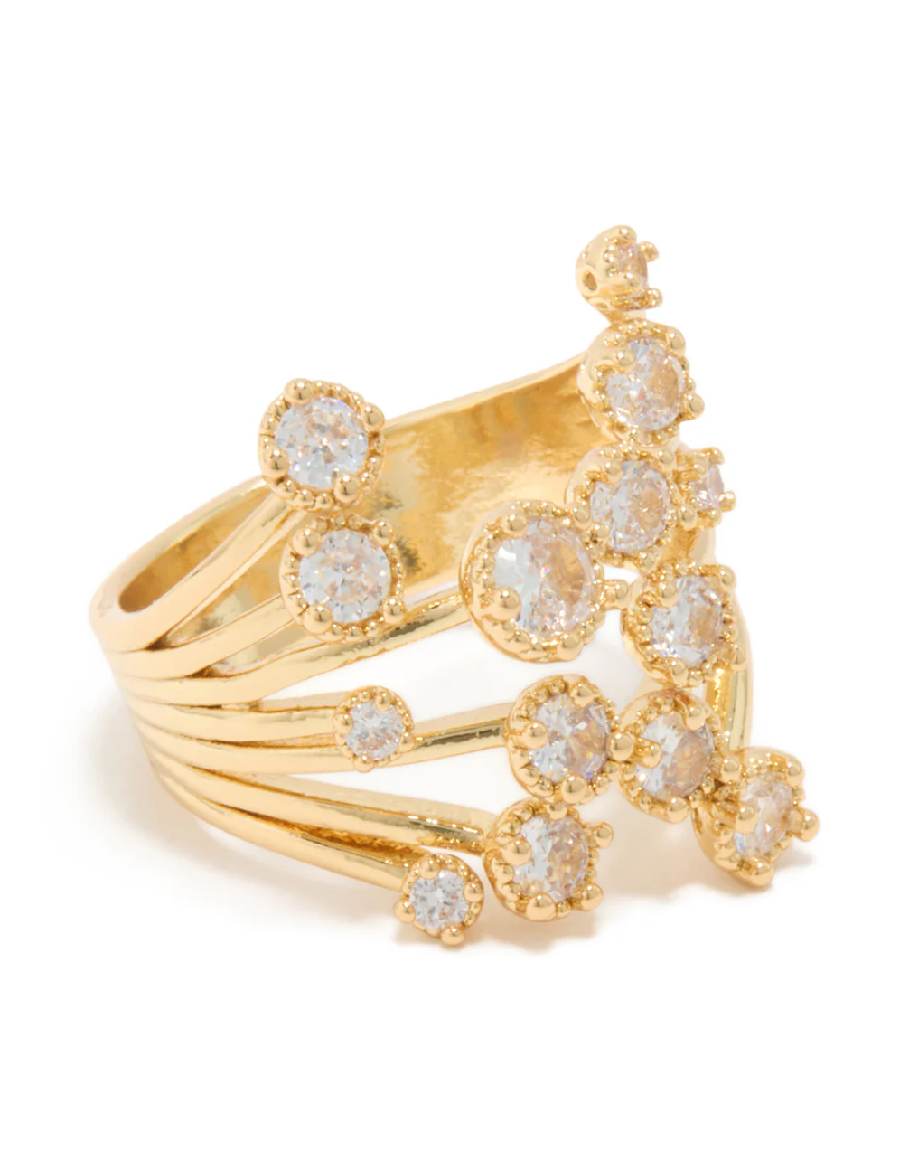 Gold Plated Multi Cubic Zirconia Open Ring - Image 2