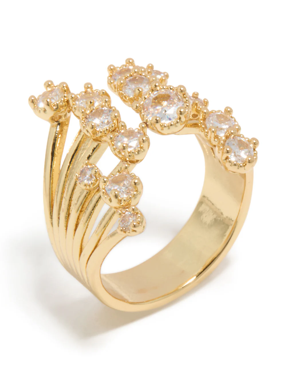 Gold Plated Multi Cubic Zirconia Open Ring - Image 4