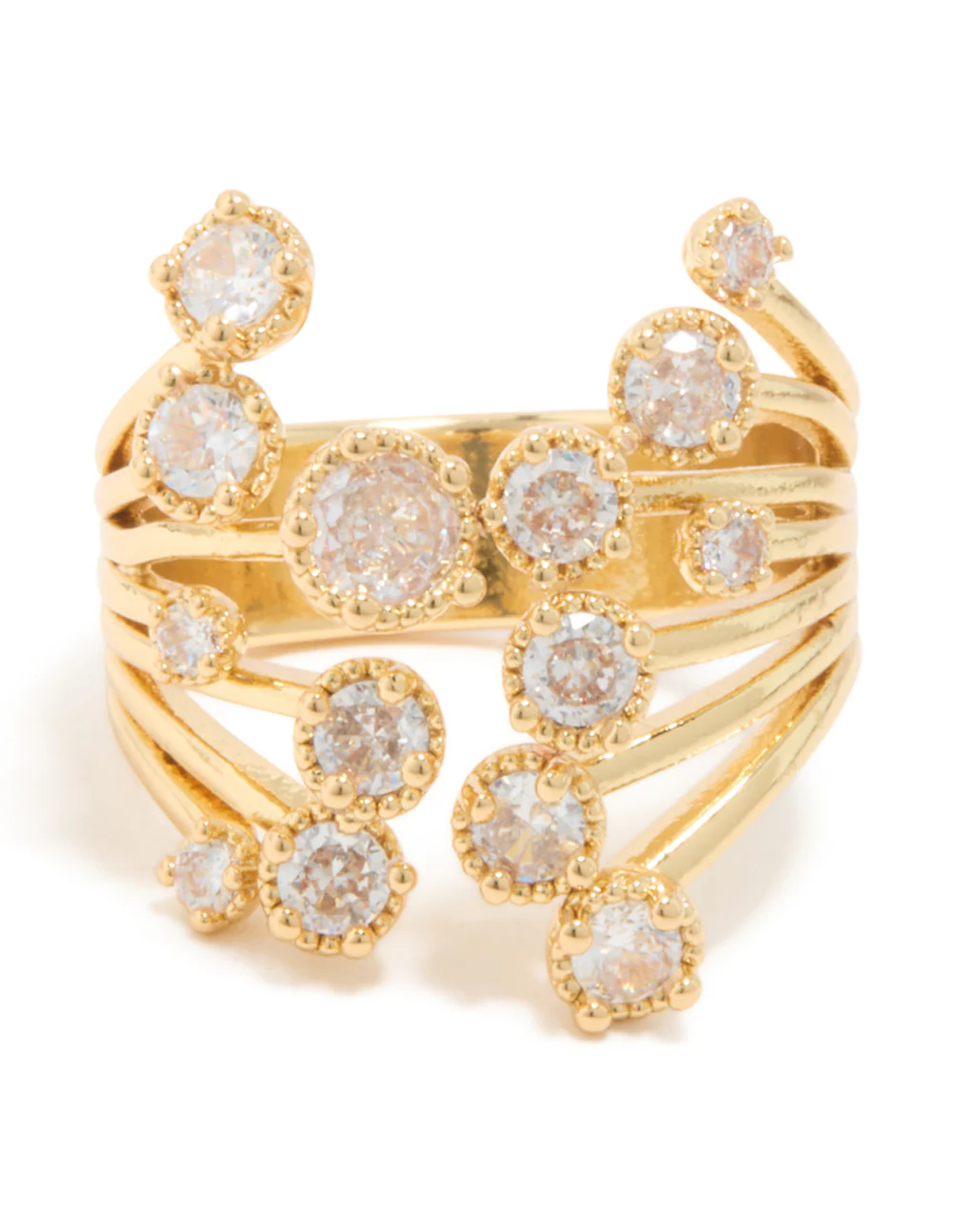 Gold Plated Multi Cubic Zirconia Open Ring - Image 5
