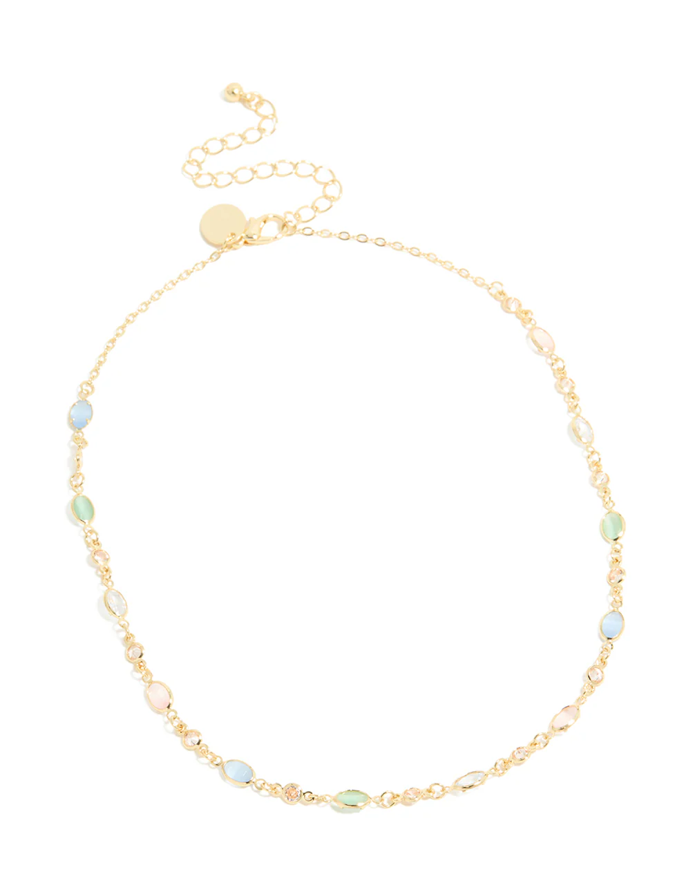 Gold Plated Multicoloured Cubic Zirconia Ovals Necklace - Image 3