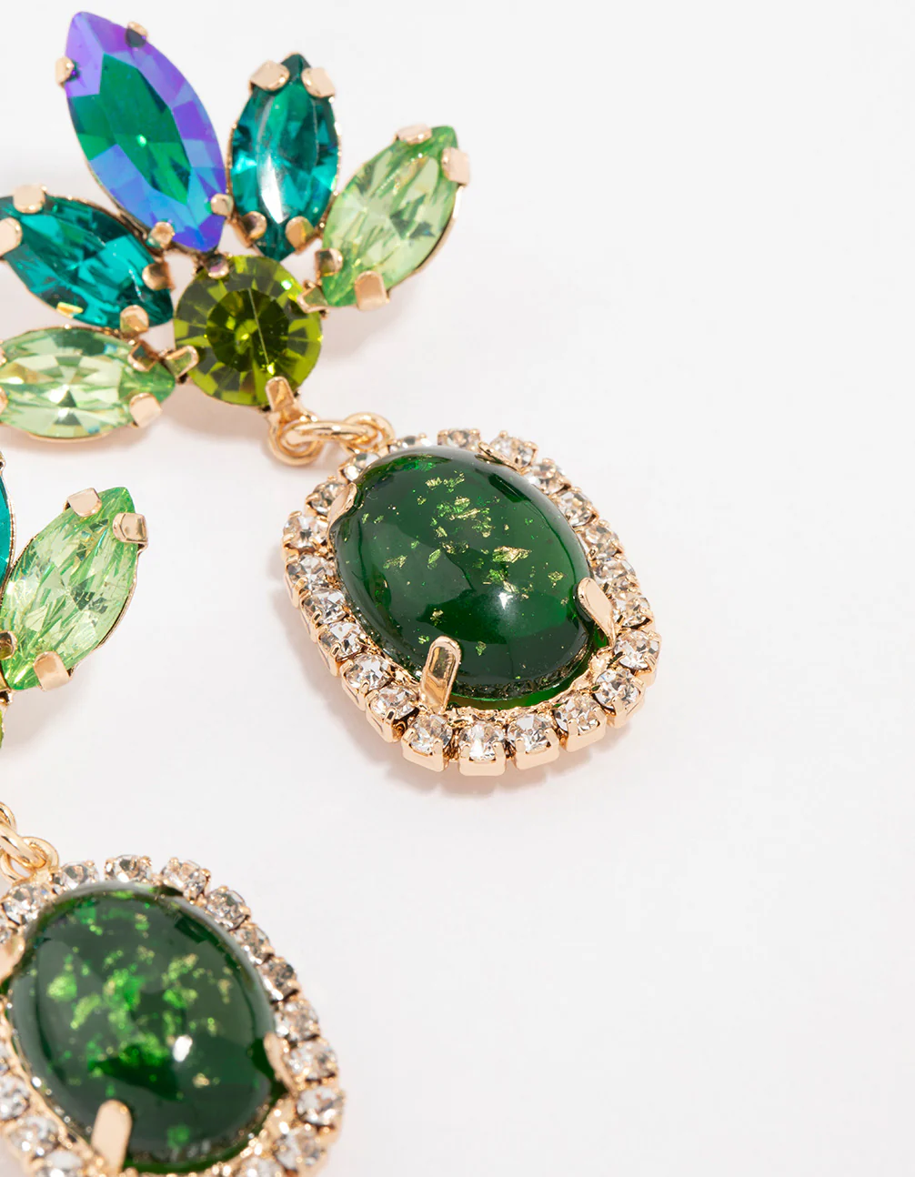 Gold Plated Multicoloured Stone Drop Earrings - Image 3
