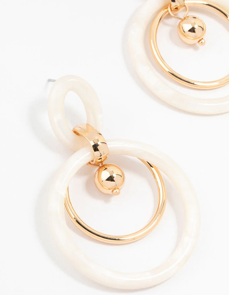 Gold Plated Opulent Circle Drop Earrings - Image 2