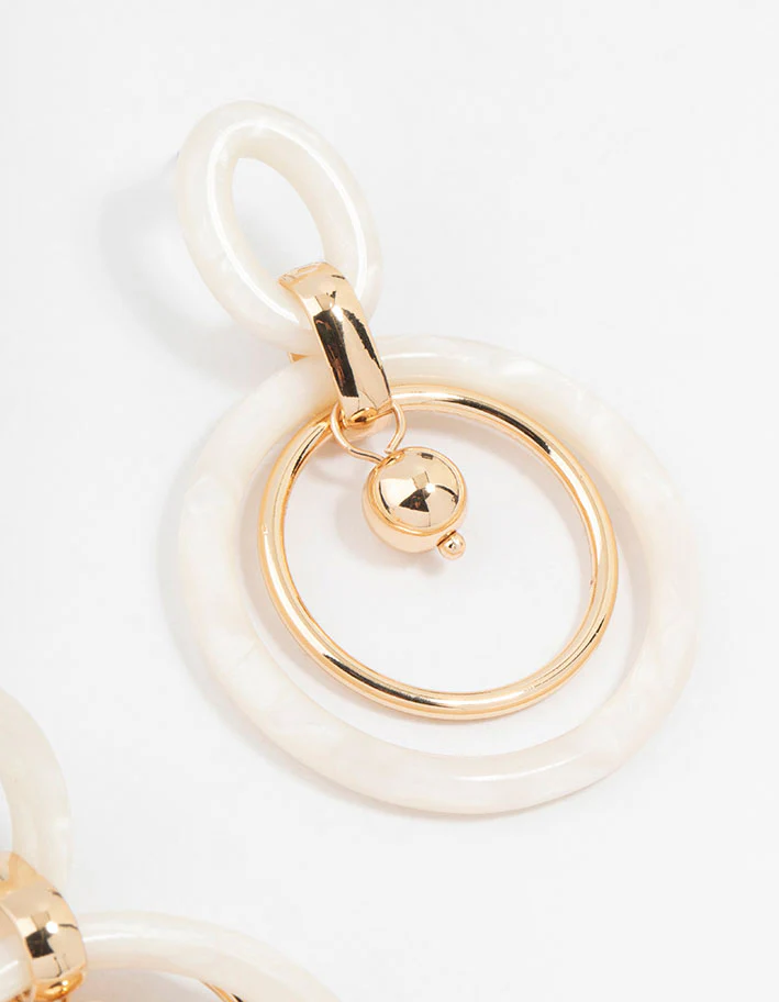 Gold Plated Opulent Circle Drop Earrings - Image 3