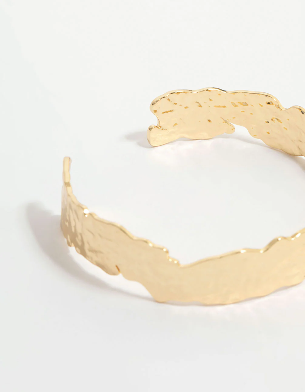 Gold Plated Organic Hammered Wrist Cuff - Image 3