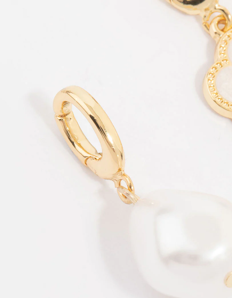 Gold Plated Pearl & Flower Charms 3-Pack - Image 2