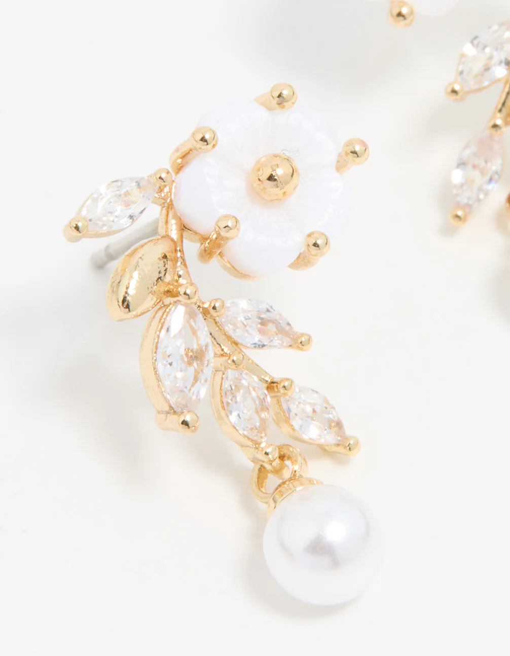 Gold Plated Pearl Flower Drop Earrings - Image 4