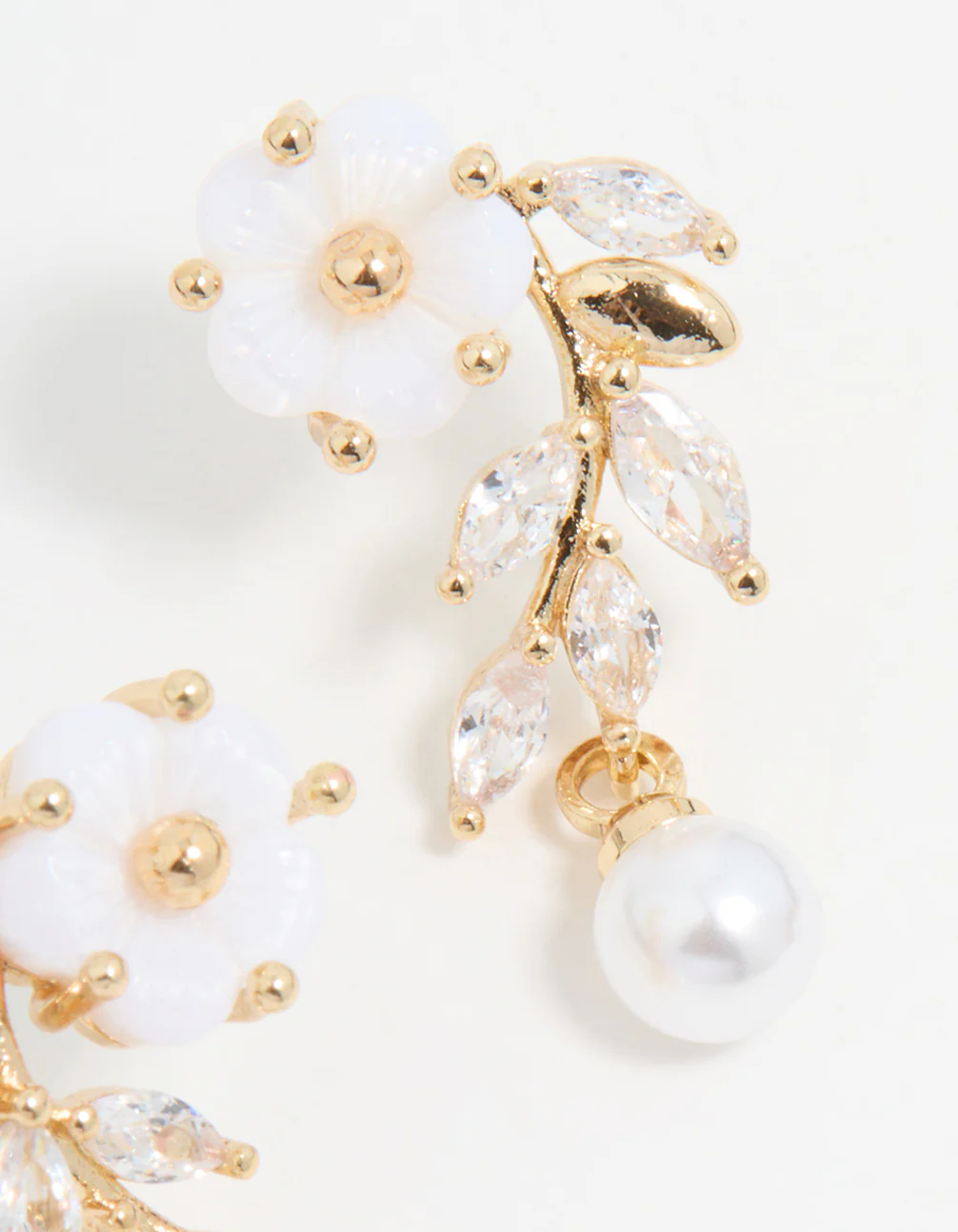 Gold Plated Pearl Flower Drop Earrings - Image 5
