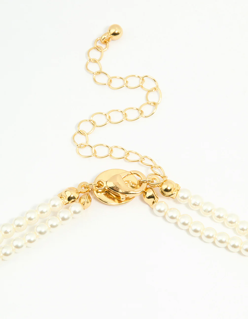 Gold Plated Pearl Layered Choker Necklace - Image 3