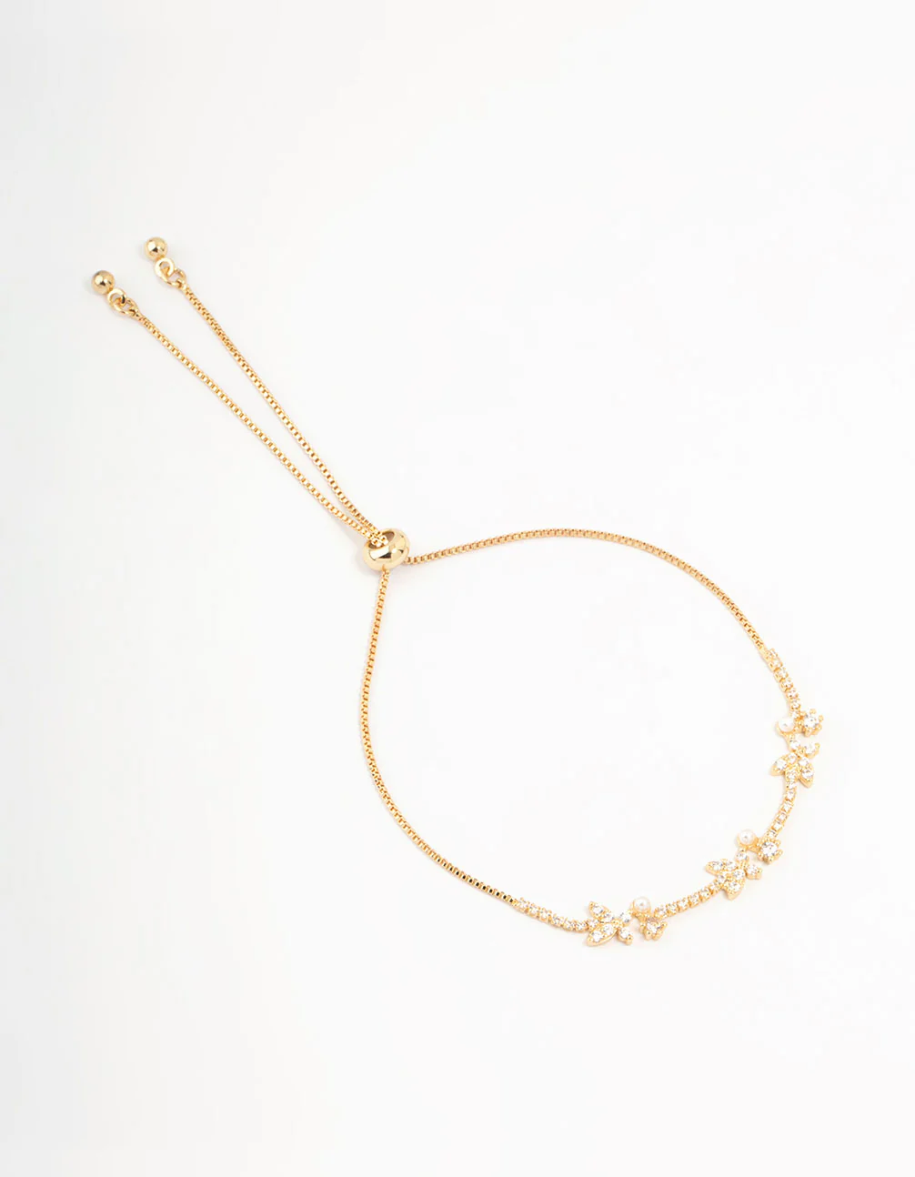 Gold Plated Pearl & Mini Butterfly Toggle Bracelet