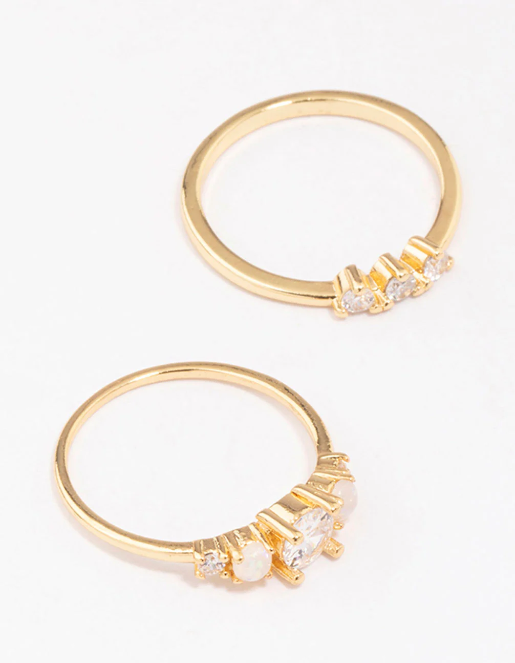 Gold Plated Petite Cubic Zirconia Stacking Ring - Image 3