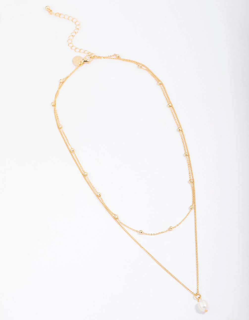 Gold Plated Petite Freshwater Pearl Layered Necklace - Image 3