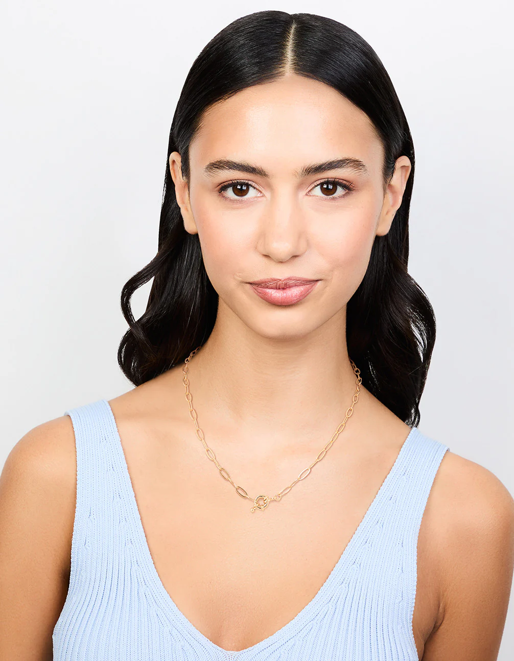 Gold Plated Pin Chain Necklace - Image 3