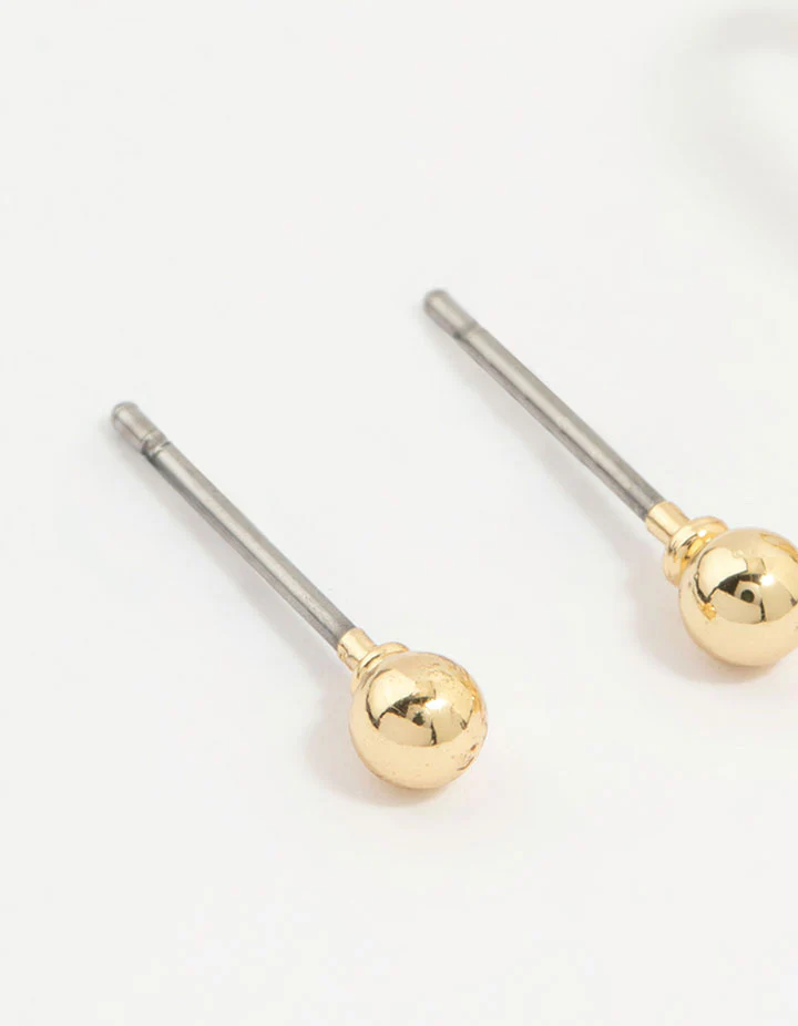 Gold Plated Pink Cubic Zirconia Flower & Heart Earrings 3-Pack - Image 2