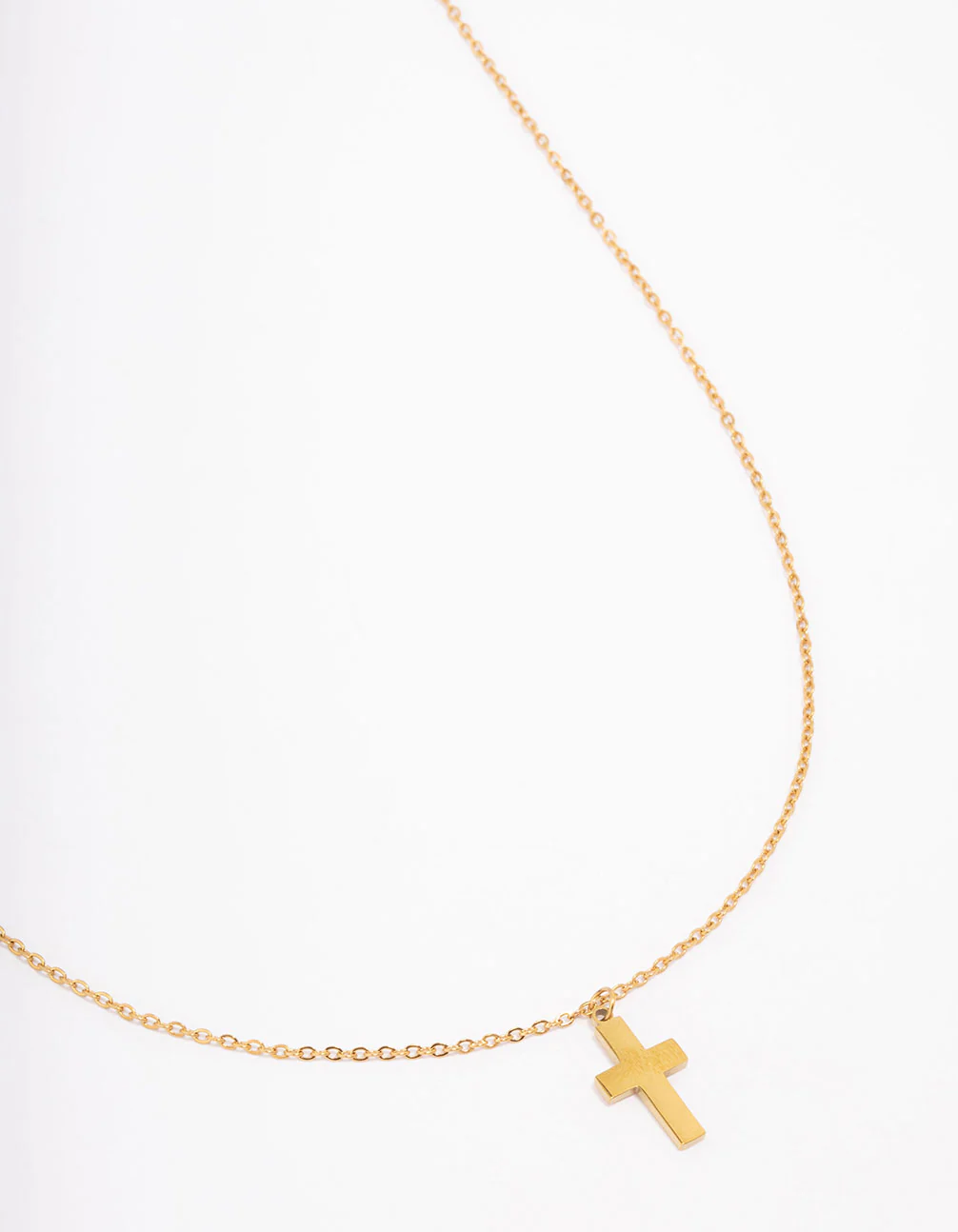 Gold Plated Plain Mini Cross Pendant Necklace