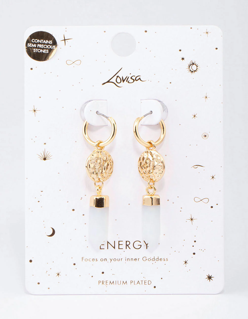 Gold Plated Semi-Precious Coin Drop Earrings - Image 2