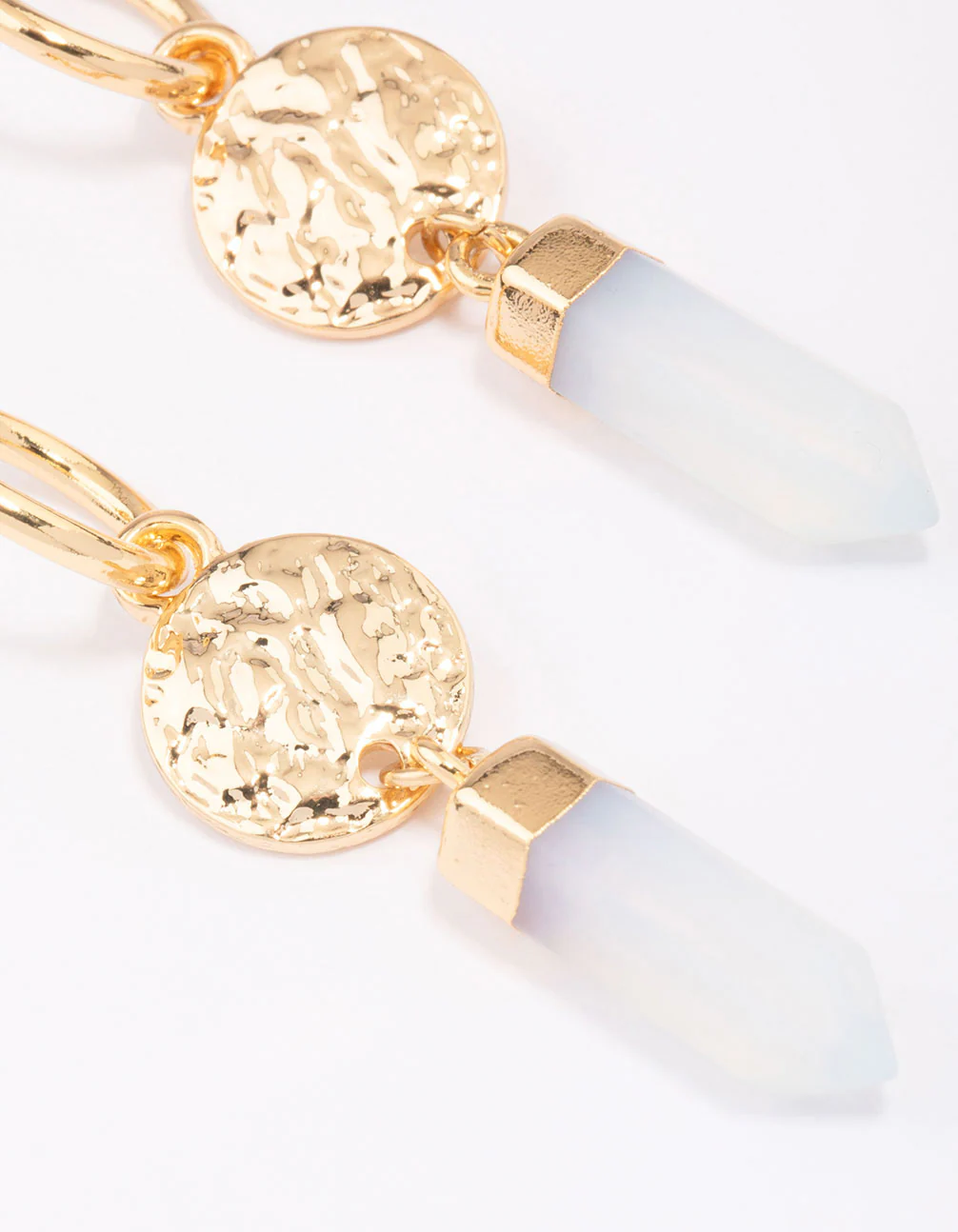 Gold Plated Semi-Precious Coin Drop Earrings - Image 3