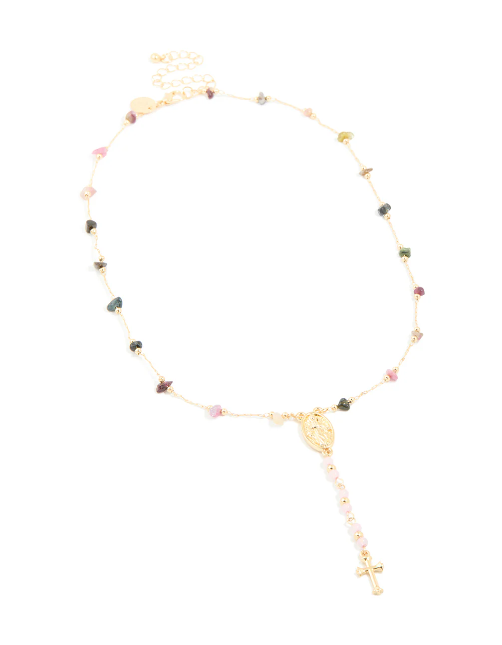 Gold Plated Semi Precious Dainty Cross Y-Necklace - Image 4