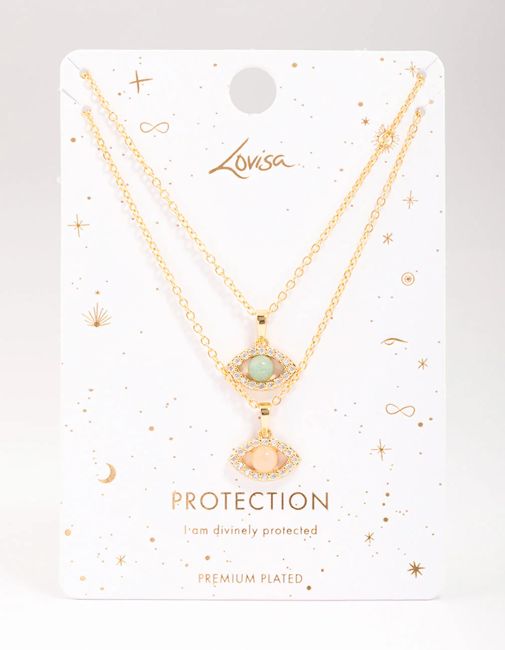 Gold Plated Semi-Precious Evil Eye Necklace Set