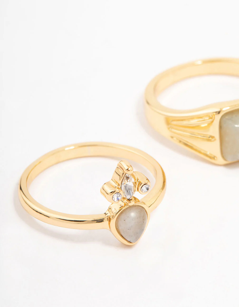 Gold Plated Square Pear Stacking Ring Pack - Image 2