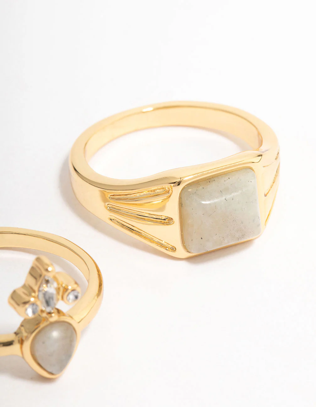 Gold Plated Square Pear Stacking Ring Pack - Image 3