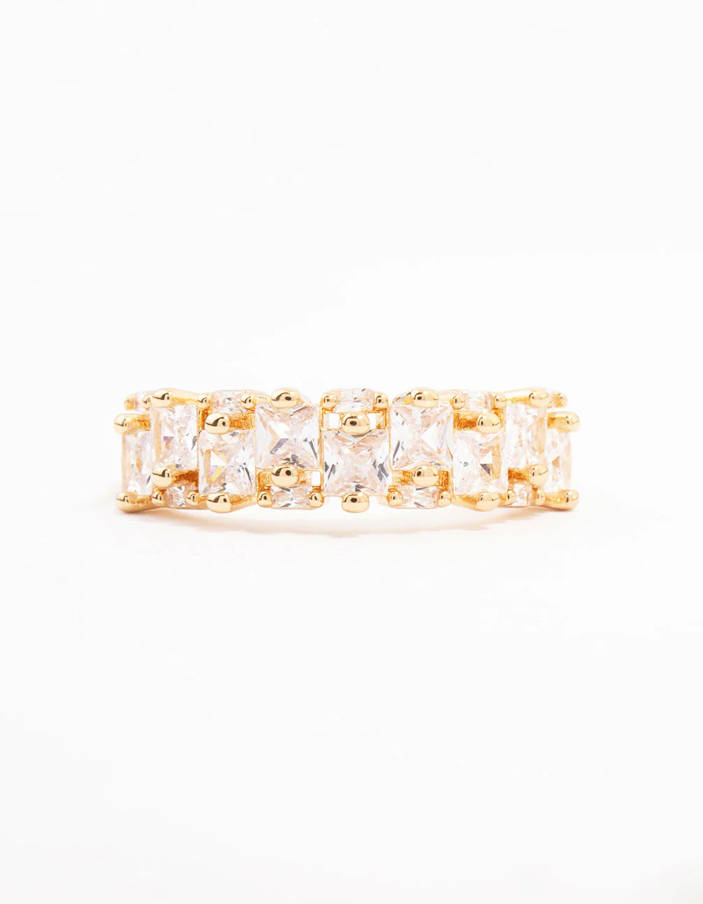 Gold Plated Staggered Cubic Zirconia Band Ring - Image 3