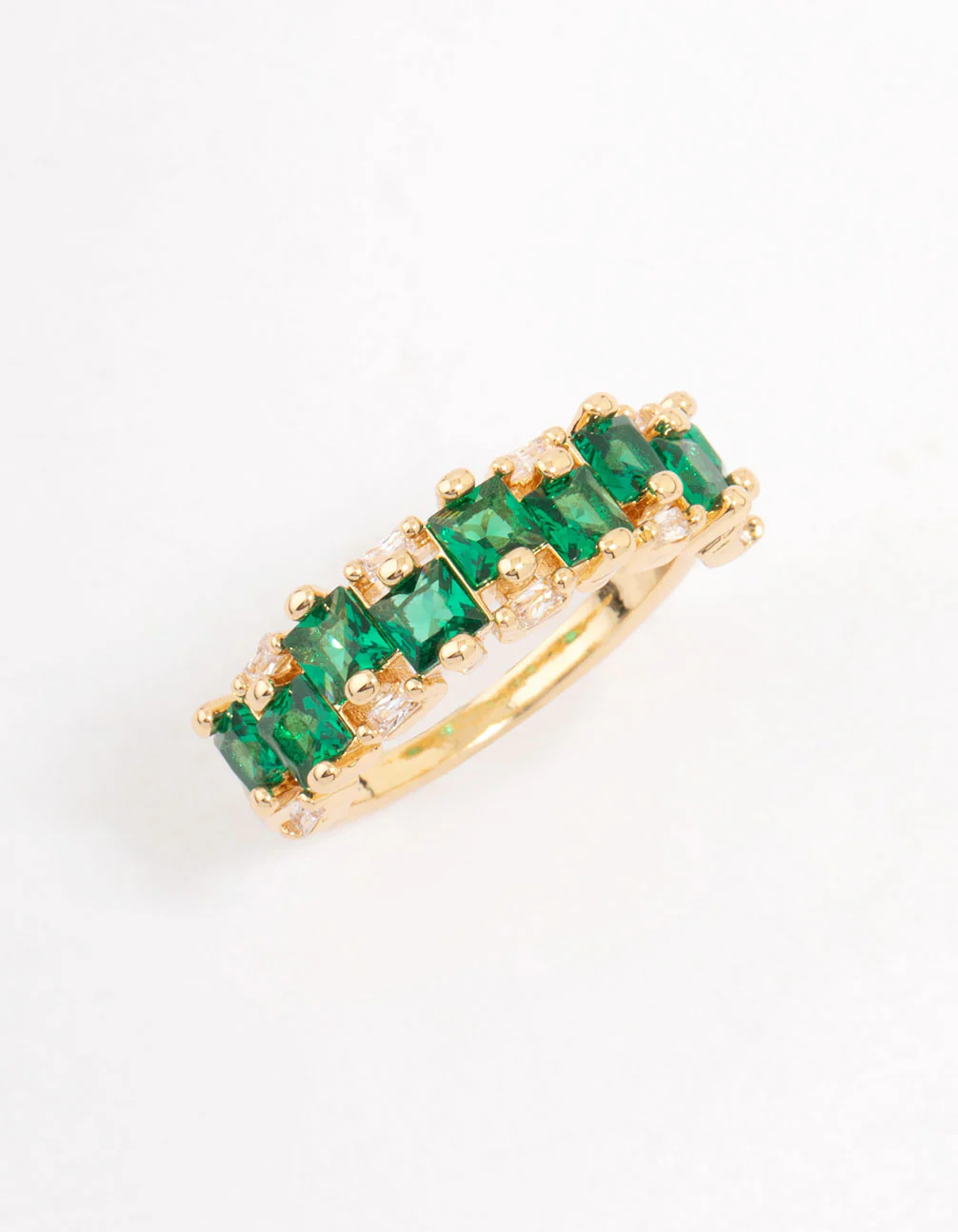 Gold Plated Staggered Emerald Band Ring - Image 2