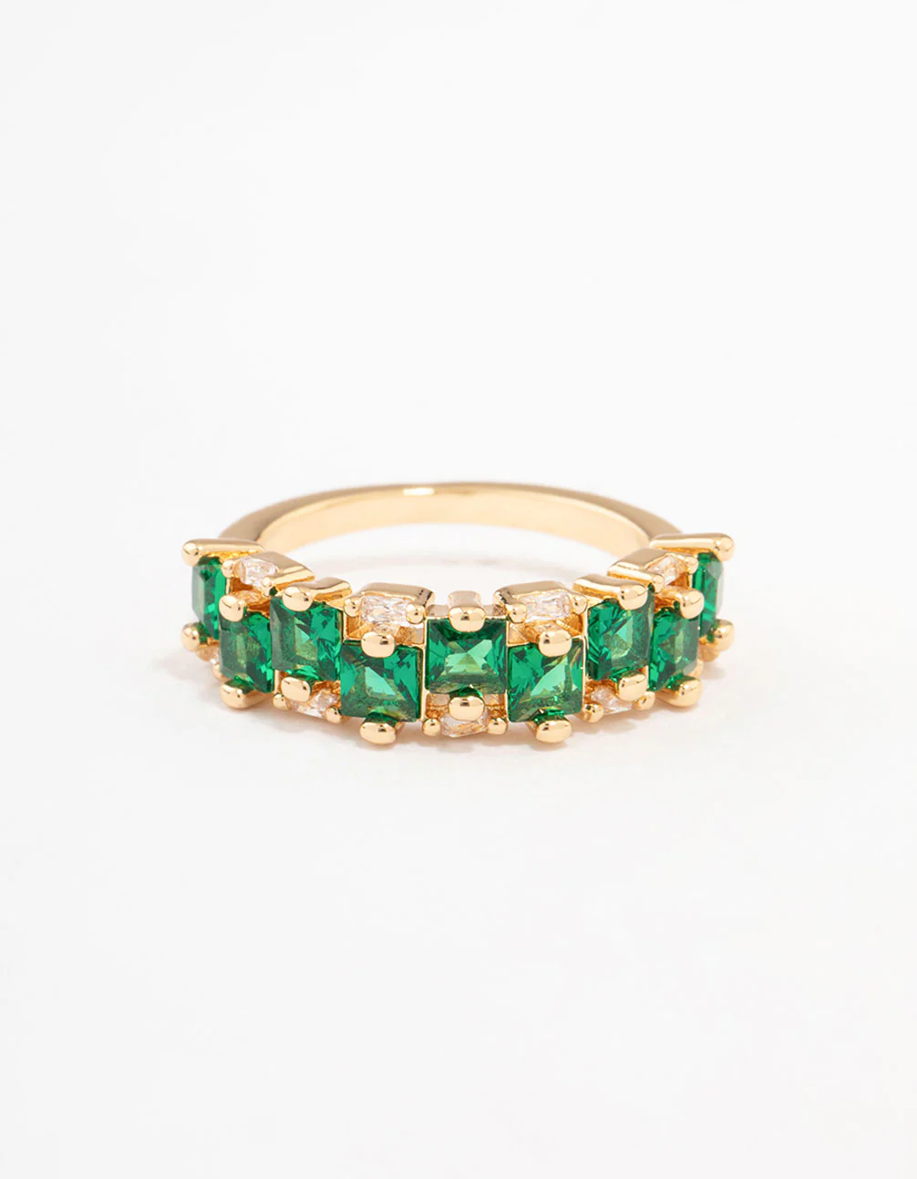 Gold Plated Staggered Emerald Band Ring - Image 3