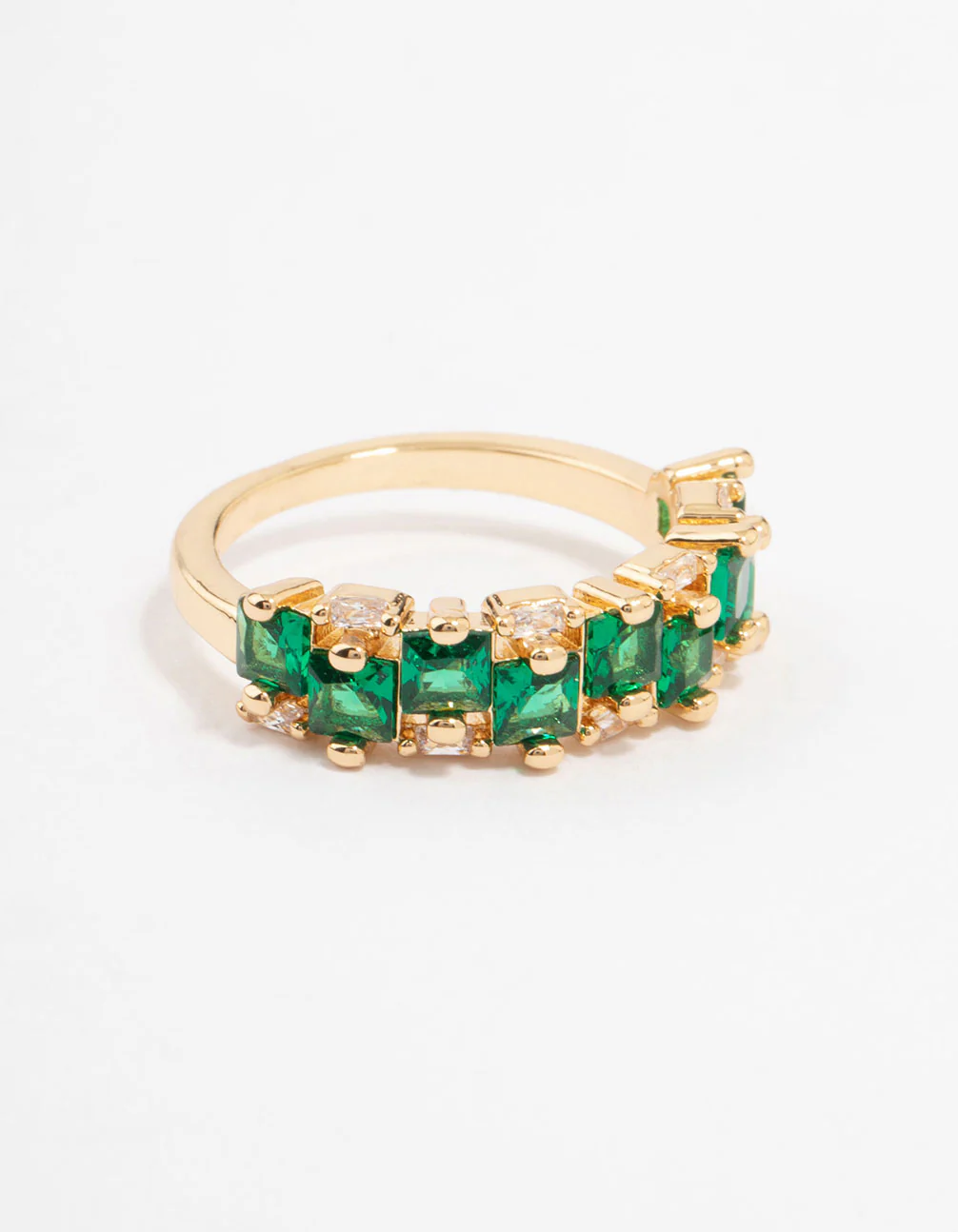 Gold Plated Staggered Emerald Band Ring - Image 4