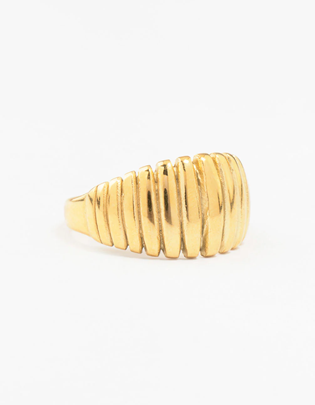 Waterproof Gold Plated Stainless Steel Croissant Cocktail Ring - Image 6